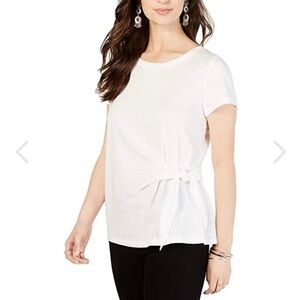NEW Style & Co Plus White Top Tee Shirt Side Tie Short Sleeves Size 1X